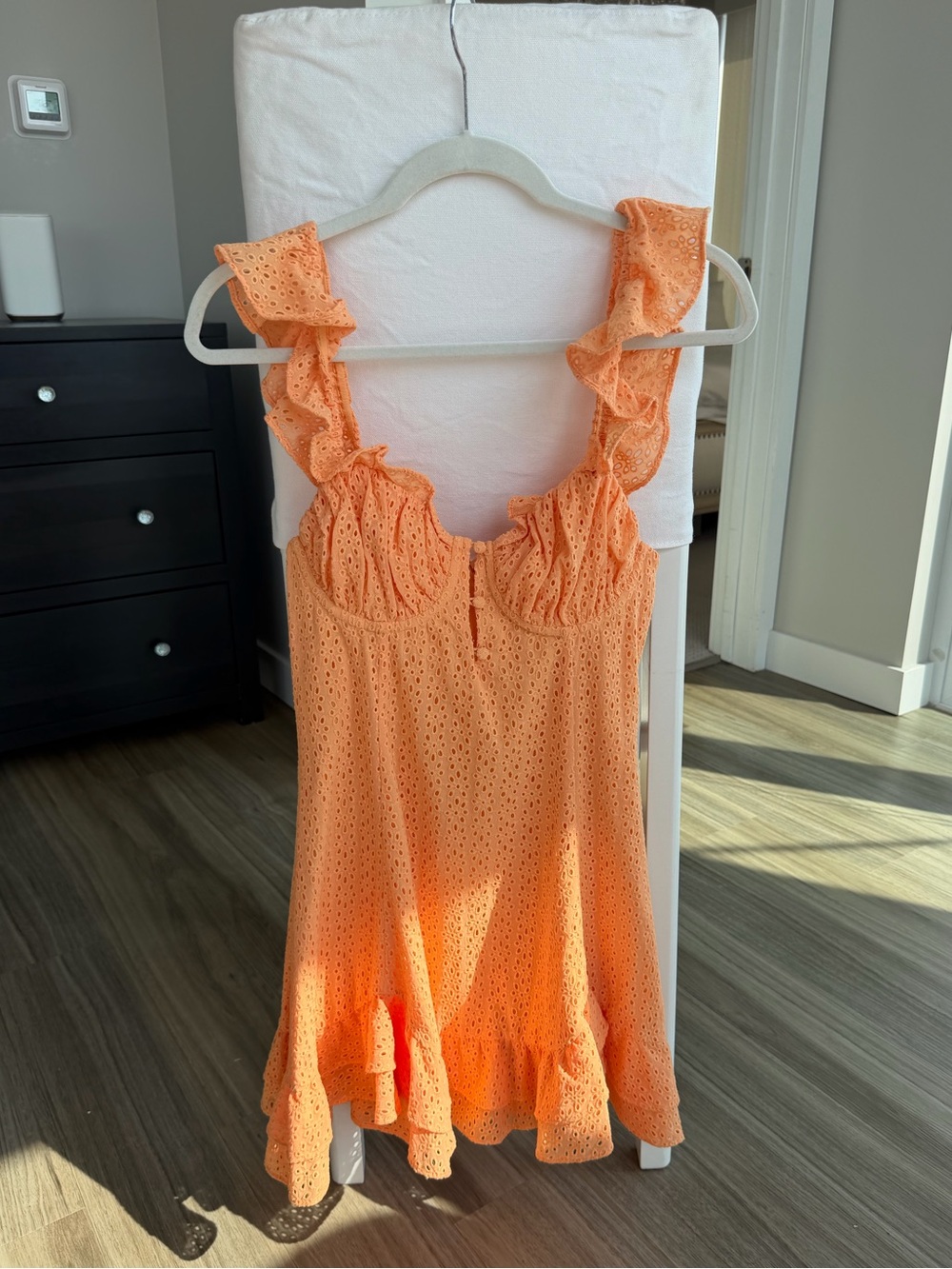 Camila Coelho Orange Eyelet Ruffle Dress